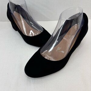 Massini Black Suede-Look Almond Toe Slip-On Flats